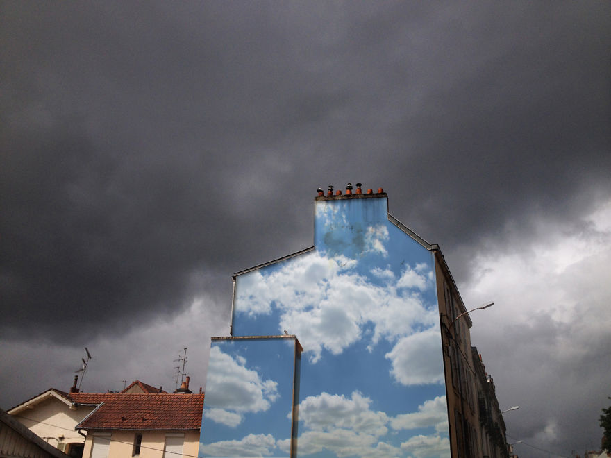I Put Cloud Prints On Buildings To Brighten City Streets I Put Cloud Prints On Buildings To Brighten City Streets