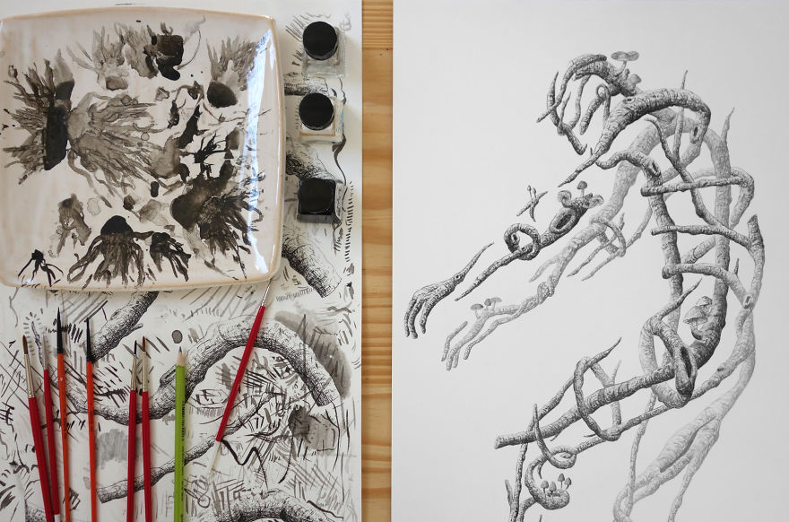 I Draw Surreal Stick Men With Ink And Charcoal