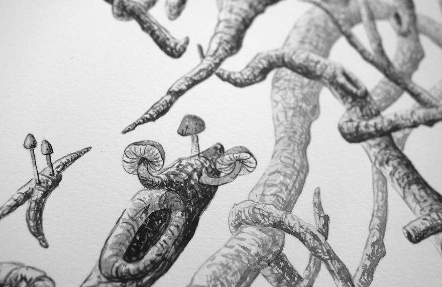 I Draw Surreal Stick Men With Ink And Charcoal