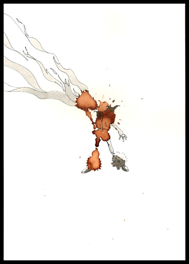 I Use Coffee Stains To Create Cute Little Drawings I Use Coffee Stains To Create Cute Little Drawings