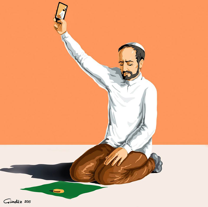 Holy Selfie: Satirical Illustrations Of Religious People By Gunduz Agayev Holy Selfie: Satirical Illustrations Of Religious People By Gunduz Agayev