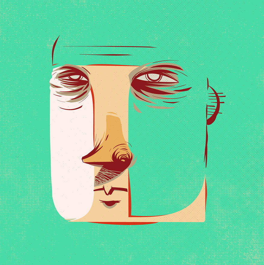 Letters Turned Into Faces With Beautiful Typography