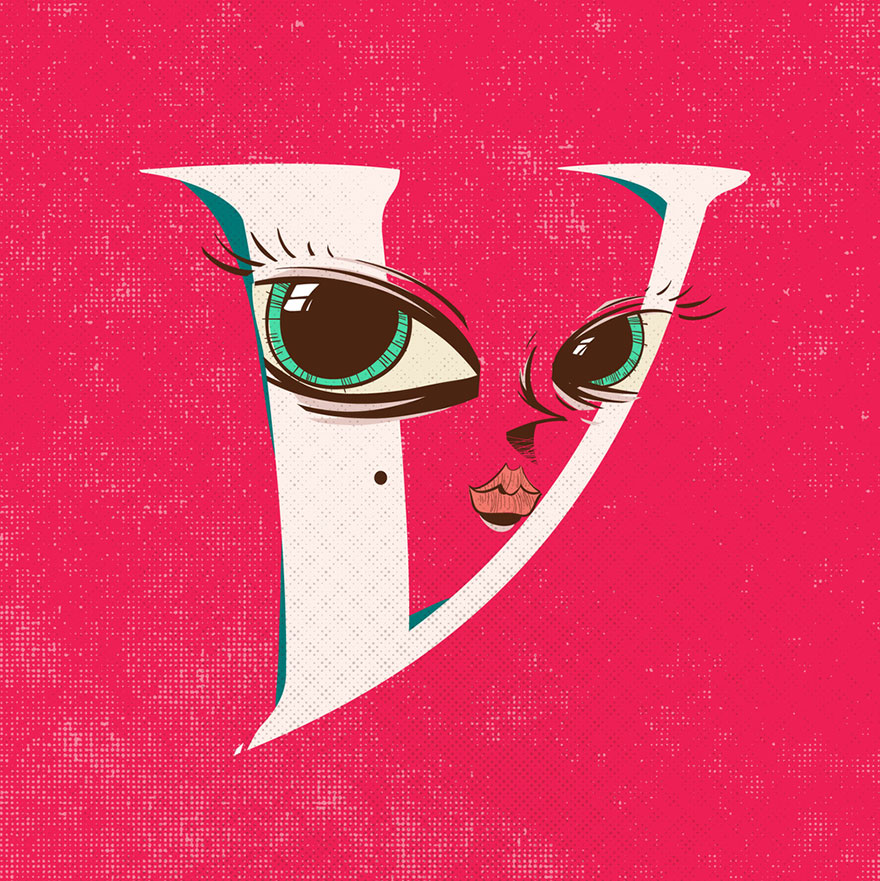 Letters Turned Into Faces With Beautiful Typography