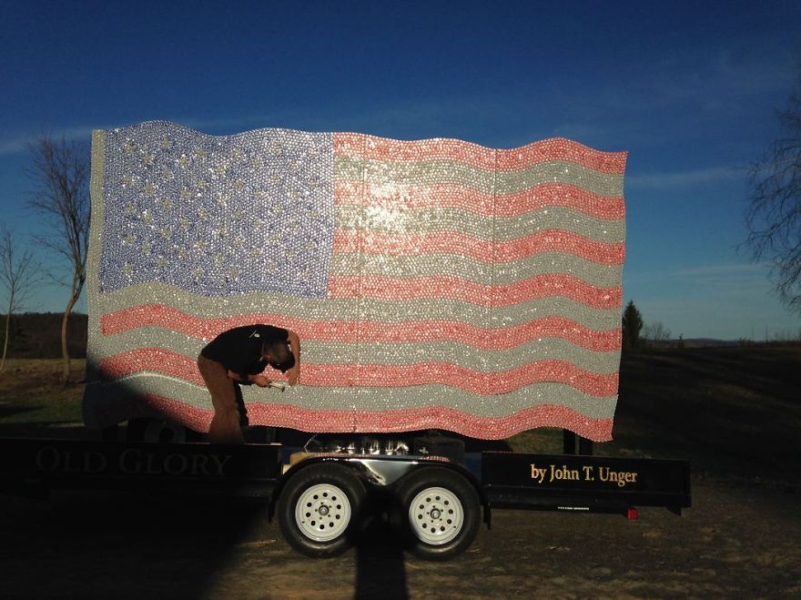 I Made A Giant American Flag From Over 20,000 Budweiser Bottle Caps