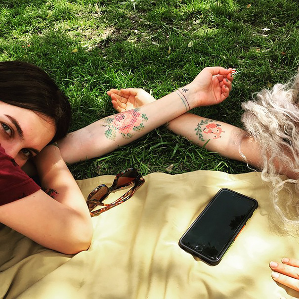 Cross-Stitch Tattoos By Turkish Artist Eva Krbdk Cross-Stitch Tattoos By Turkish Artist Eva Krbdk