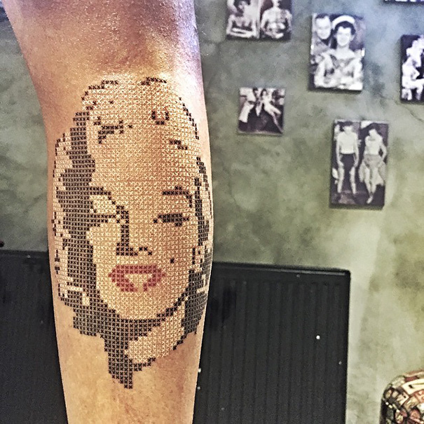 Cross-Stitch Tattoos By Turkish Artist Eva Krbdk Cross-Stitch Tattoos By Turkish Artist Eva Krbdk