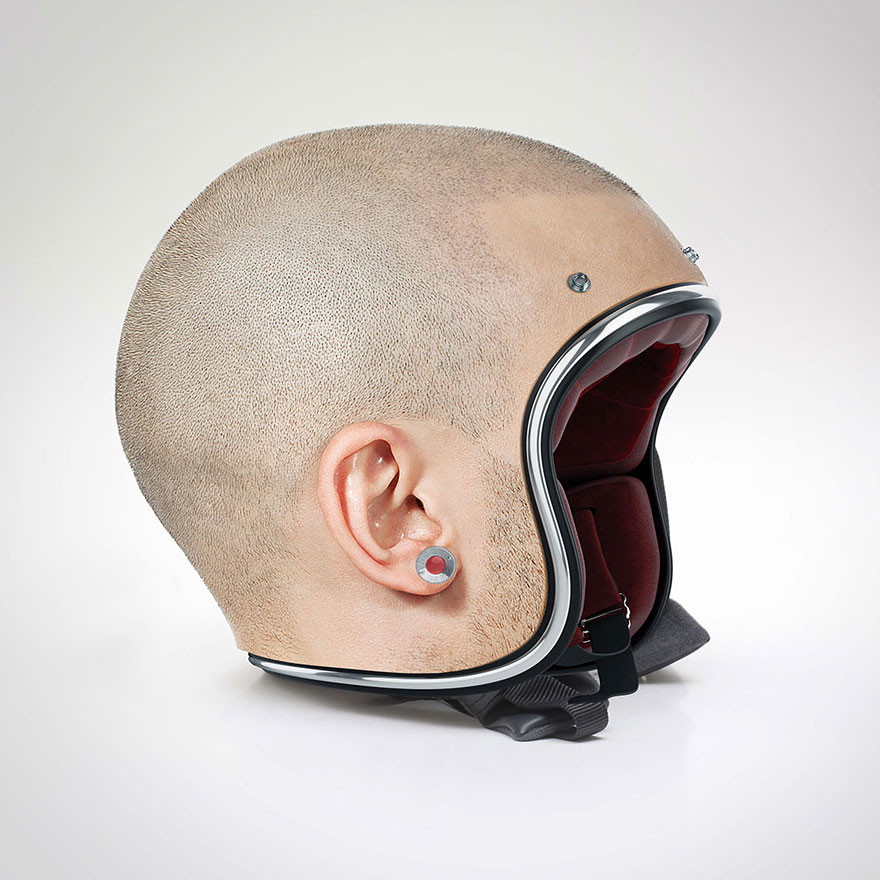 Creepy Human-Skin Helmets By Jyo John Mullor Creepy Human-Skin Helmets By Jyo John Mullor