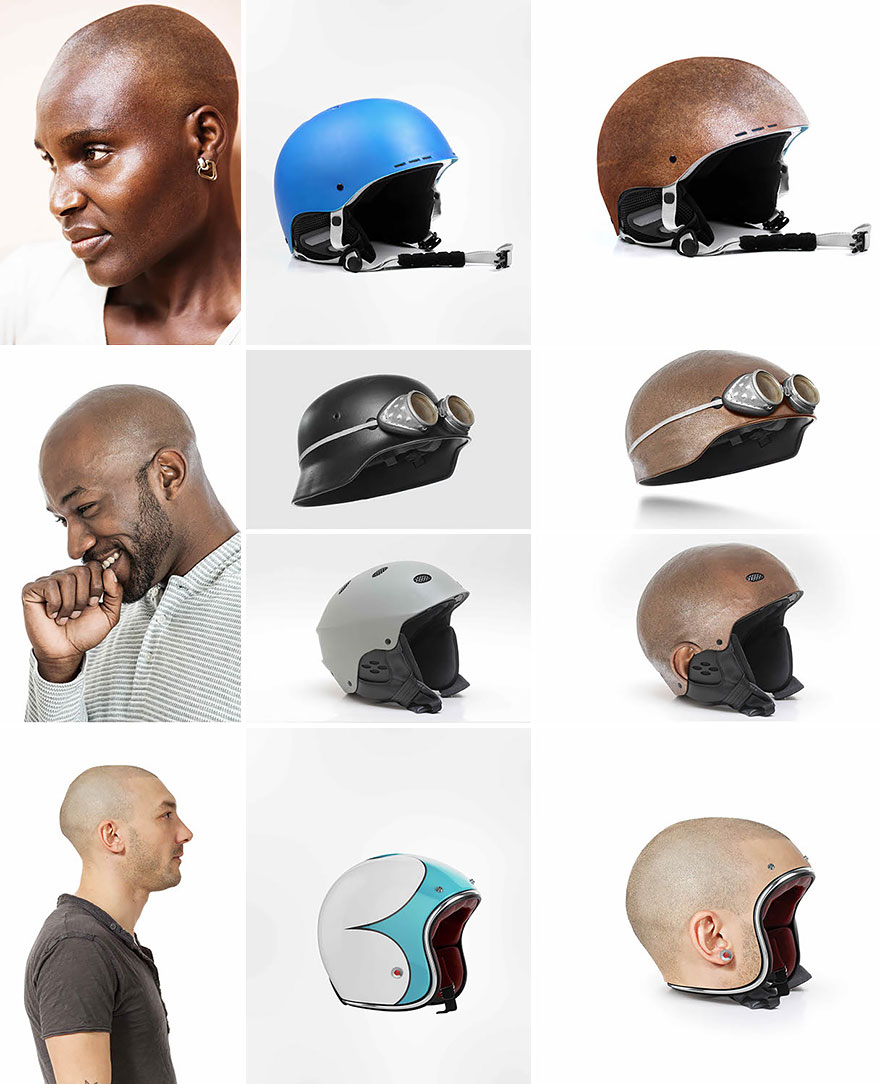 Creepy Human-Skin Helmets By Jyo John Mullor Creepy Human-Skin Helmets By Jyo John Mullor