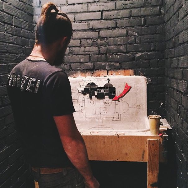 Robot Sink: My Newest Mosaic For A Bar In Russia