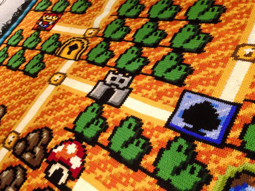 This Man Spent 6 Years Crocheting a Super Mario Bros Map Blanket This Man Spent 6 Years Crocheting a Super Mario Bros Map Blanket