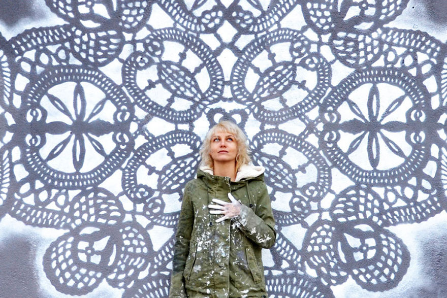 I Cover City Streets In Lace Street Art