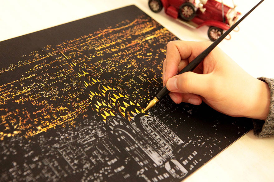 Coloring Book Alternative Lets You Scratch Off Surface To Reveal Beautiful Nightscapes