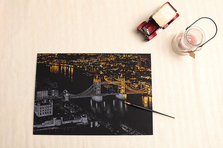 Coloring Book Alternative Lets You Scratch Off Surface To Reveal Beautiful Nightscapes