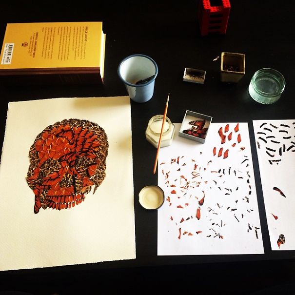 I Create Skull Collages And Flowers Out Of Insects And Spiders I Create Skull Collages And Flowers Out Of Insects And Spiders