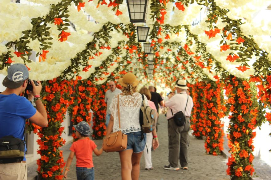 1000s Of Handmade Paper Flowers Cover The Streets Of Alentejo, Portugal 1000s Of Handmade Paper Flowers Cover The Streets Of Alentejo, Portugal