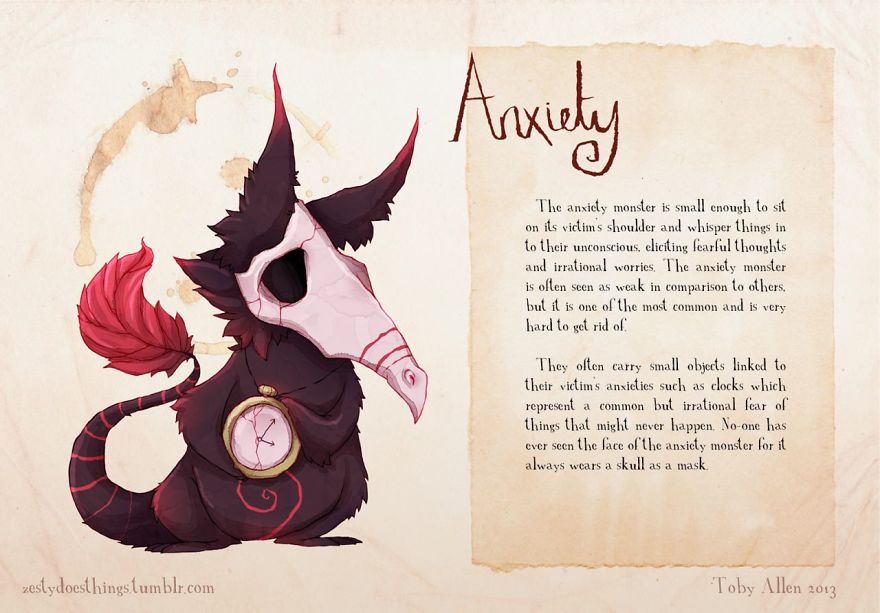 Artist Suffering From Anxiety Illustrates Mental Illnesses As Real Monsters Artist Suffering From Anxiety Illustrates Mental Illnesses As Real Monsters