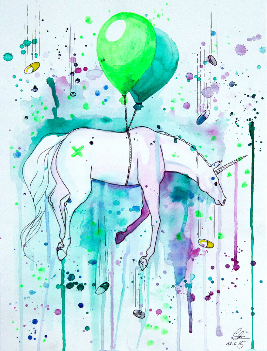 Drugcorn: My Colorful Illustration Of A Flying Unicorn Drugcorn: My Colorful Illustration Of A Flying Unicorn