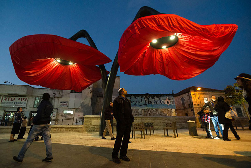 These Flower Lamps Bloom When People Stand Under Them