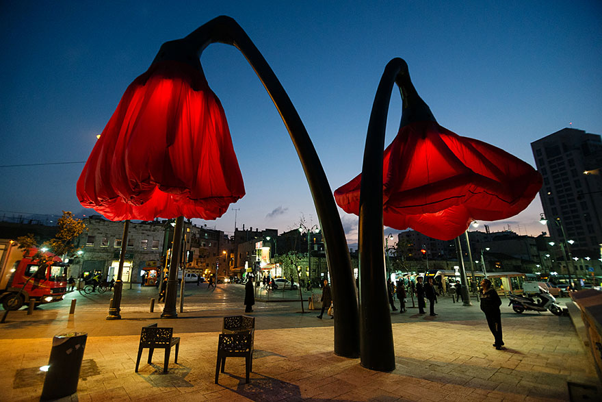 These Flower Lamps Bloom When People Stand Under Them