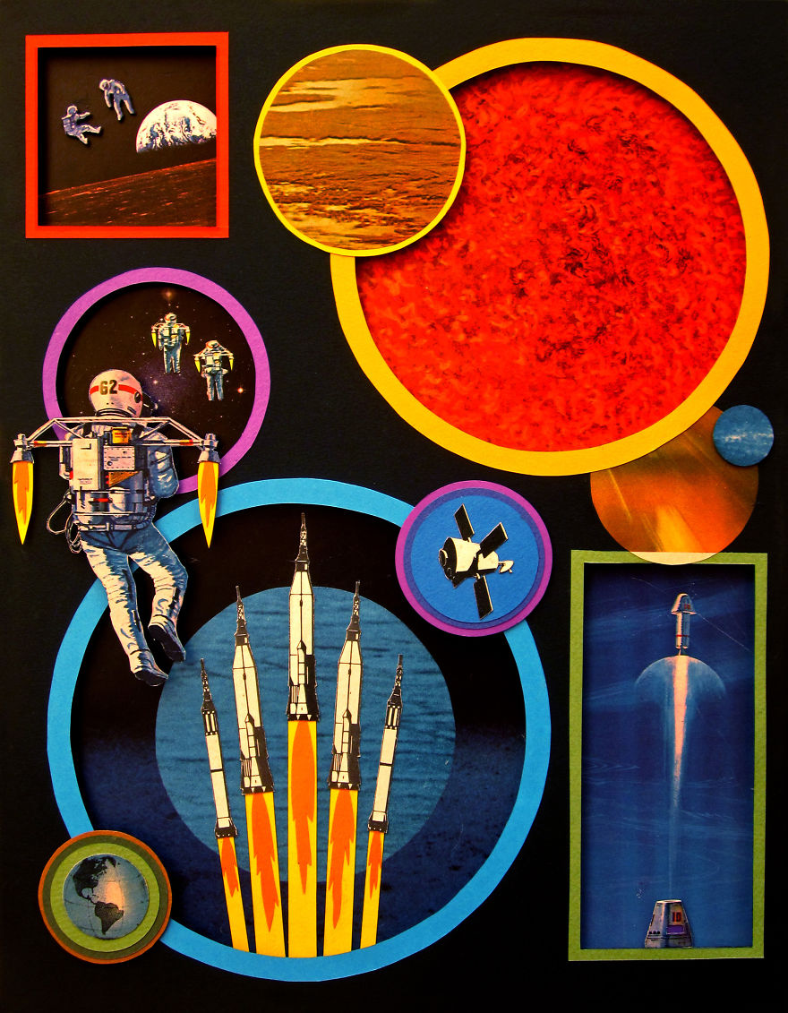 My Handmade Collages From Old Magazines And Colored Paper