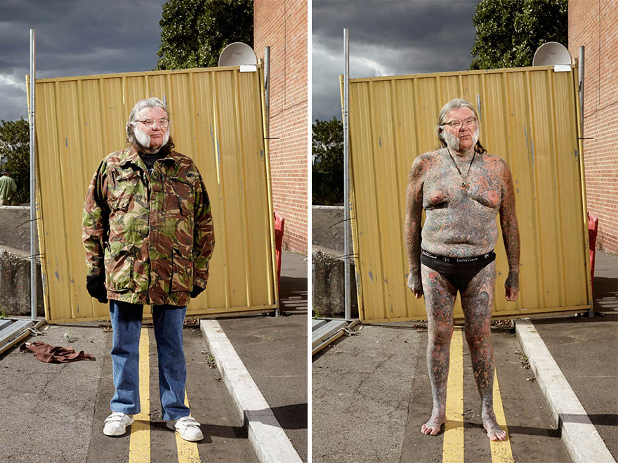 Photographer Reveals What Hides Under Tattooed People’s Everyday Clothes Photographer Reveals What Hides Under Tattooed People’s Everyday Clothes