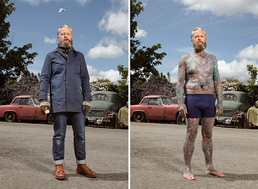 Photographer Reveals What Hides Under Tattooed People’s Everyday Clothes Photographer Reveals What Hides Under Tattooed People’s Everyday Clothes