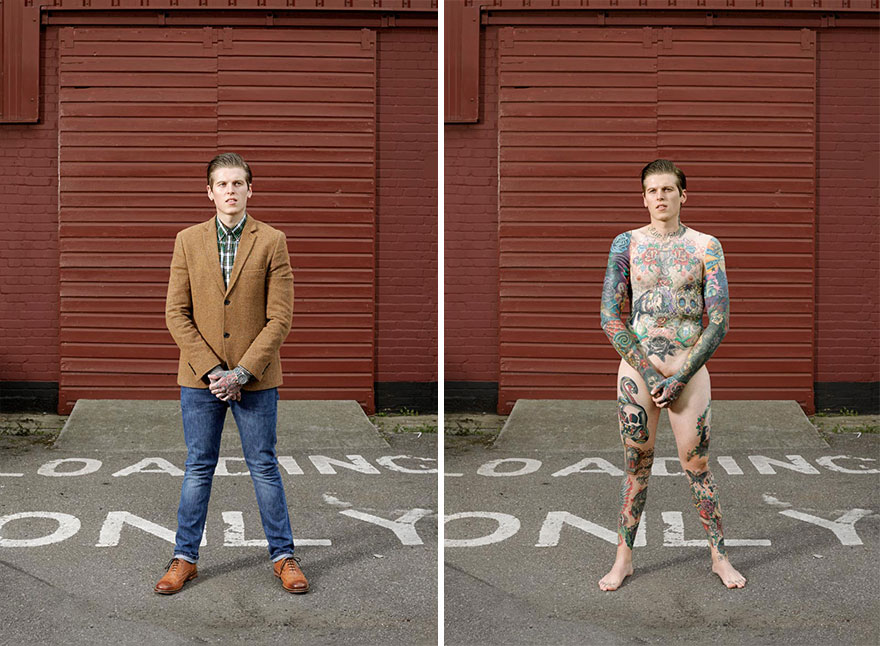 Photographer Reveals What Hides Under Tattooed People’s Everyday Clothes Photographer Reveals What Hides Under Tattooed People’s Everyday Clothes