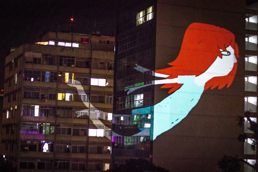 We Create Animated Street Art By Riding Tricycles With Projectors