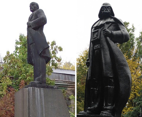 Lenin Statue Turned Into Darth Vader In Odessa, Ukraine