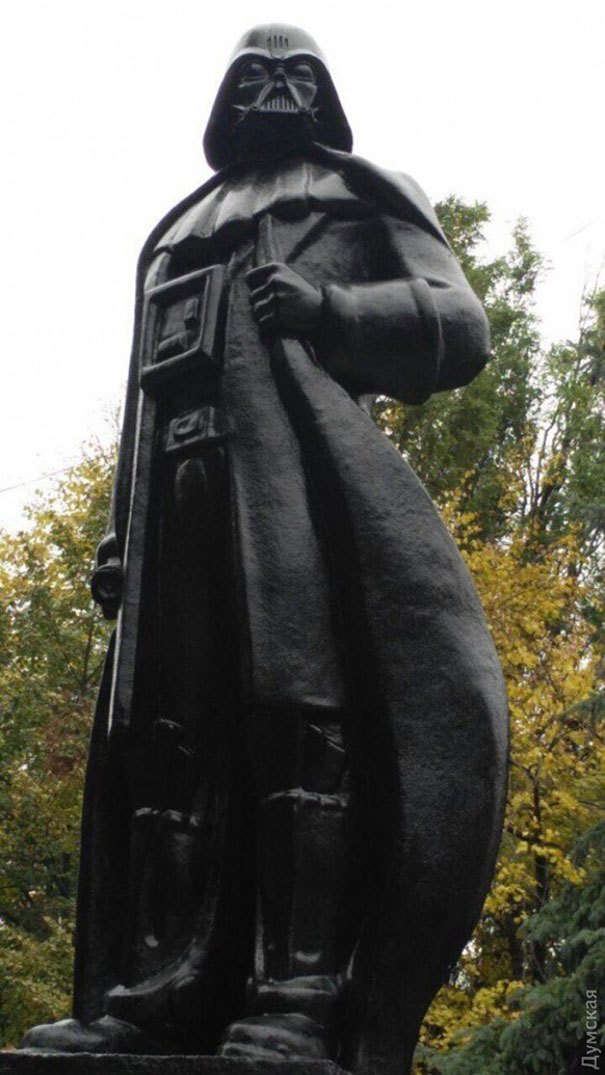 Lenin Statue Turned Into Darth Vader In Odessa, Ukraine