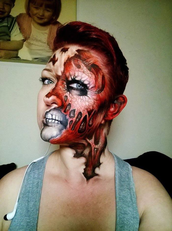 Self-Taught Artist Paints Terrifying Monsters On Faces