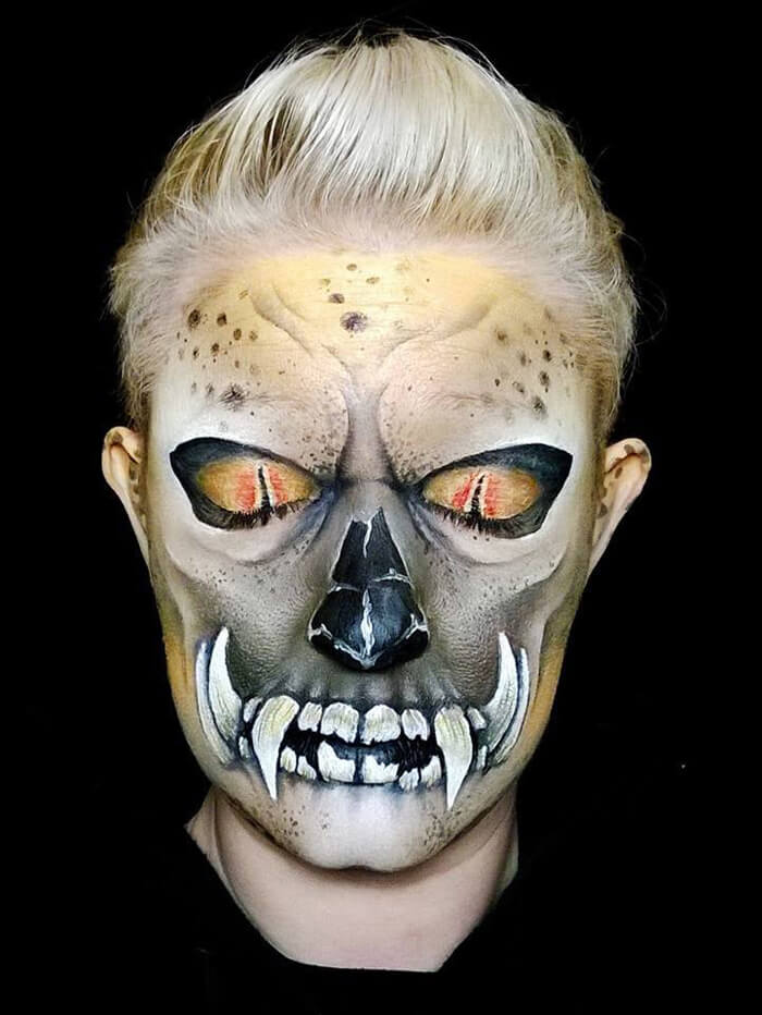 Self-Taught Artist Paints Terrifying Monsters On Faces