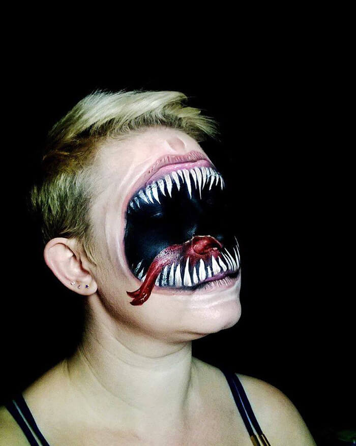 Self-Taught Artist Paints Terrifying Monsters On Faces