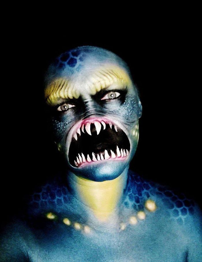 Self-Taught Artist Paints Terrifying Monsters On Faces