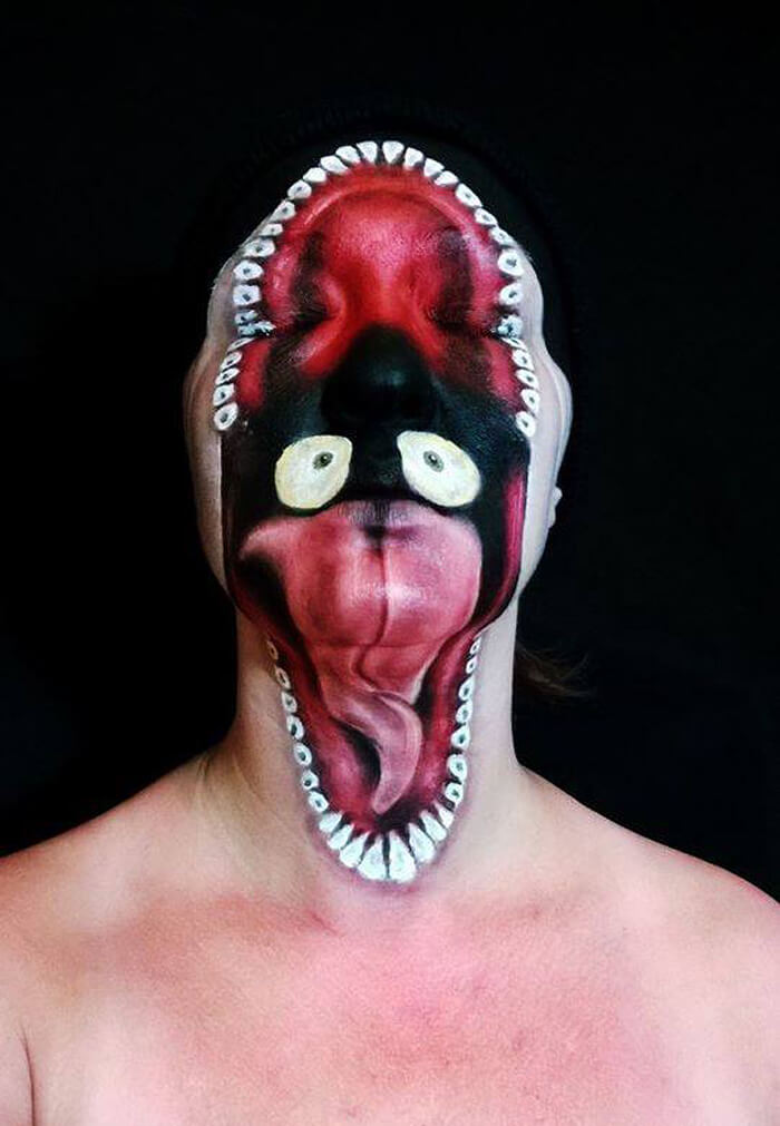 Self-Taught Artist Paints Terrifying Monsters On Faces
