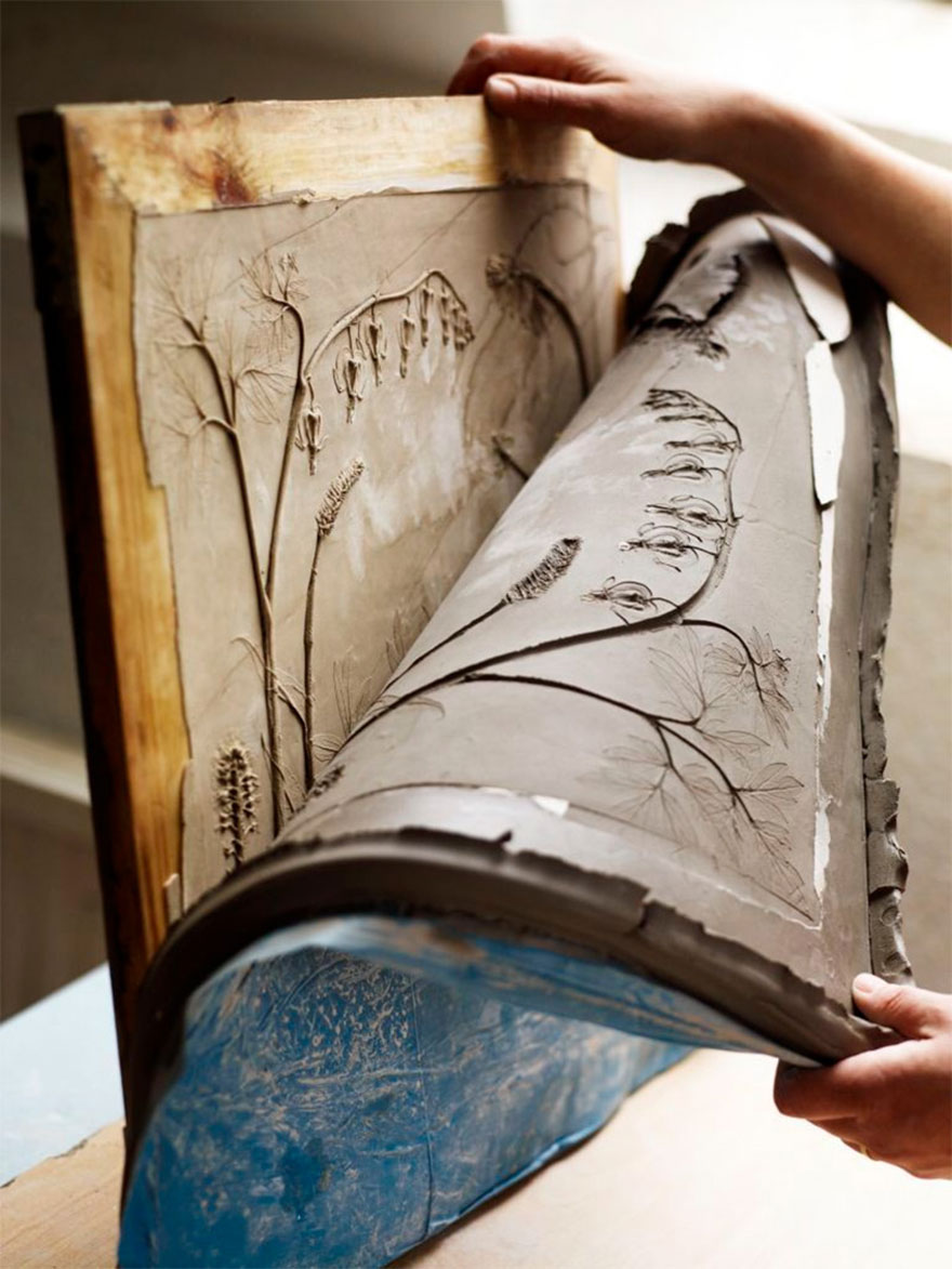 Artist Creates Flower Fossils By Casting Plants In Plaster Artist Creates Flower Fossils By Casting Plants In Plaster