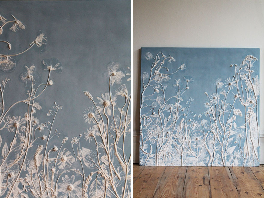 Artist Creates Flower Fossils By Casting Plants In Plaster Artist Creates Flower Fossils By Casting Plants In Plaster