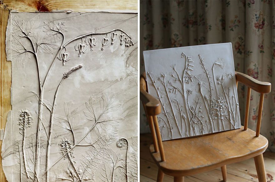 Artist Creates Flower Fossils By Casting Plants In Plaster Artist Creates Flower Fossils By Casting Plants In Plaster