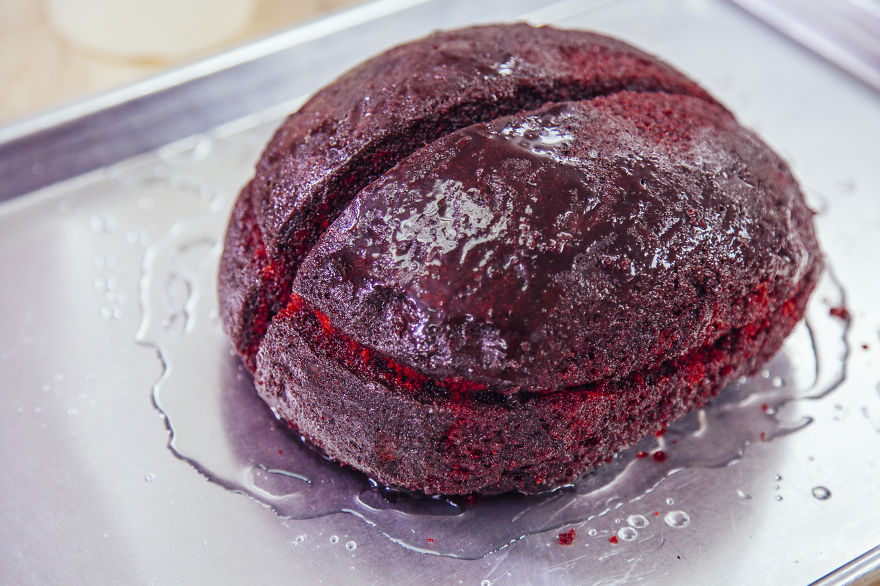 How To Make A Red Velvet Brain Cake For Halloween