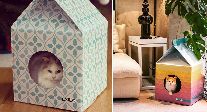 These Eco-Friendly Cat Playhouses Look Like Big Milk Cartons These Eco-Friendly Cat Playhouses Look Like Big Milk Cartons