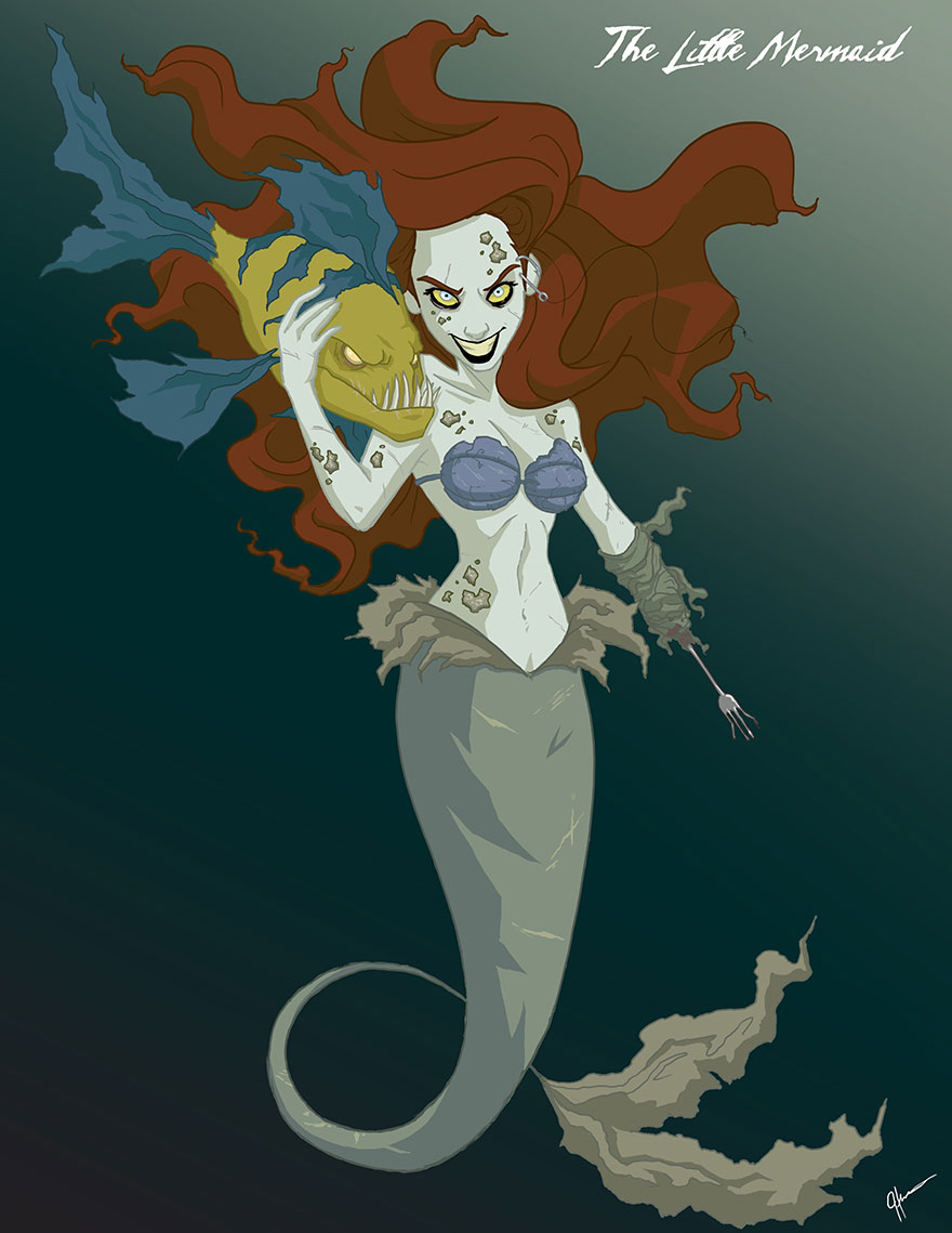 Disney Princesses Reveal Their Dark Sides In Creepy Illustrations By Jeffrey Thomas