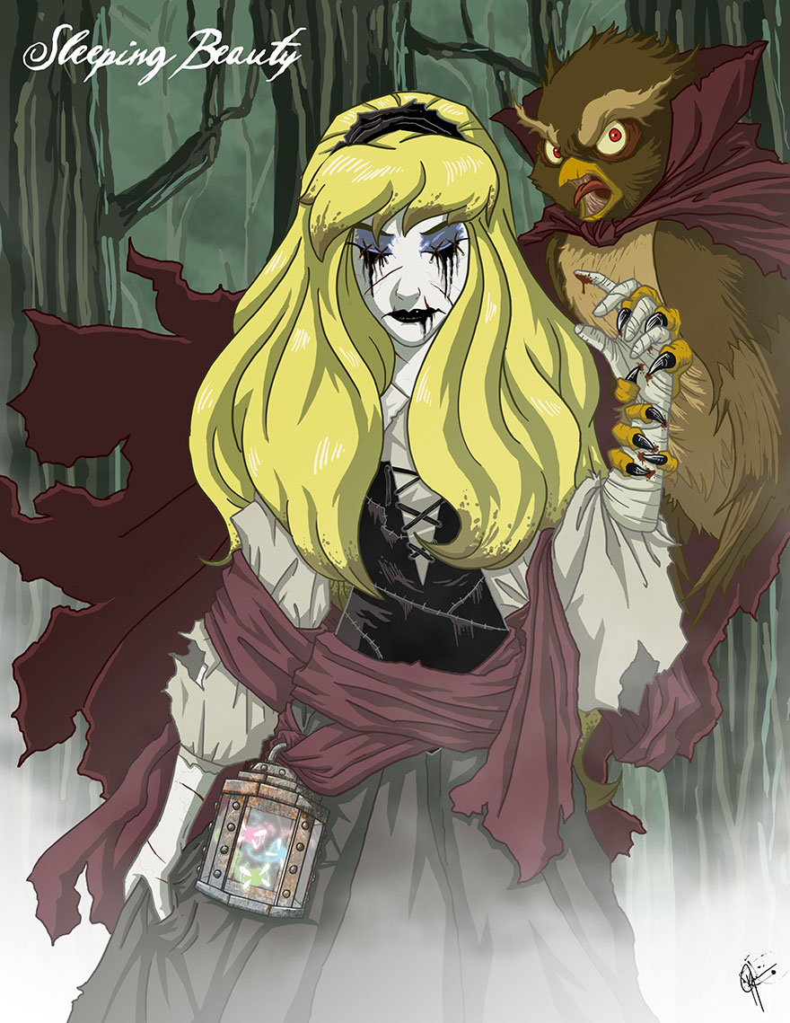 Disney Princesses Reveal Their Dark Sides In Creepy Illustrations By Jeffrey Thomas