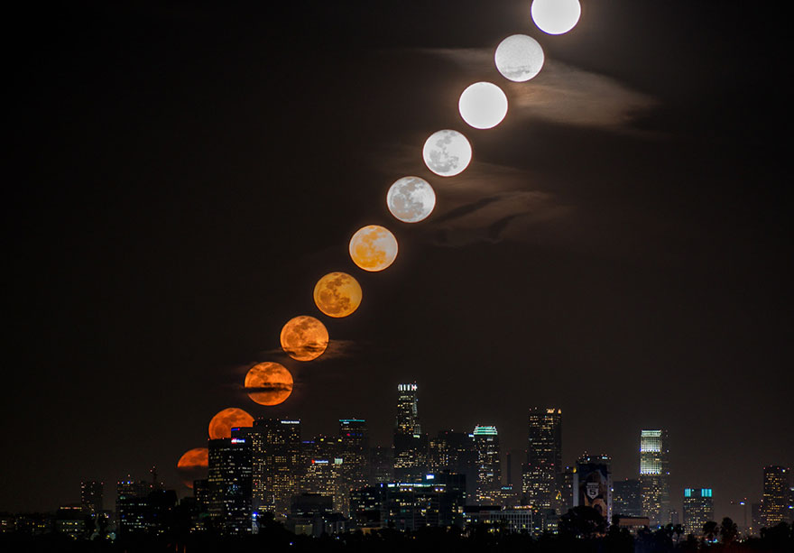 11 Photos Taken Over 28 Minutes Show The Moon Rising Over LA 11 Photos Taken Over 28 Minutes Show The Moon Rising Over LA