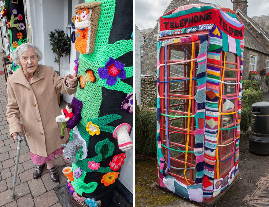 104-Year-Old Street Artist Yarn-Bombs Her Town 104-Year-Old Street Artist Yarn-Bombs Her Town