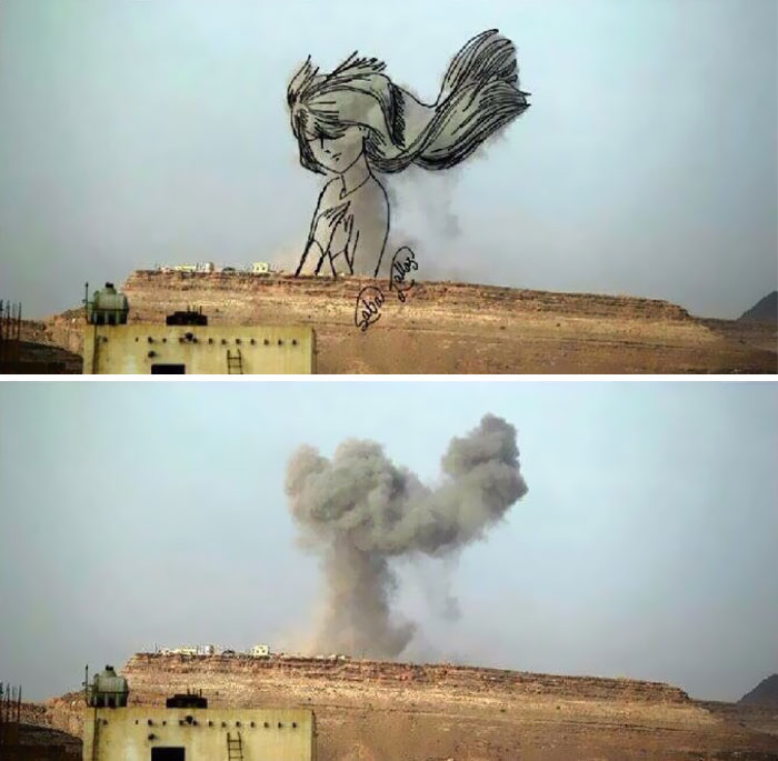 Yemeni Artists Turn Explosion Smoke Into Powerful Images