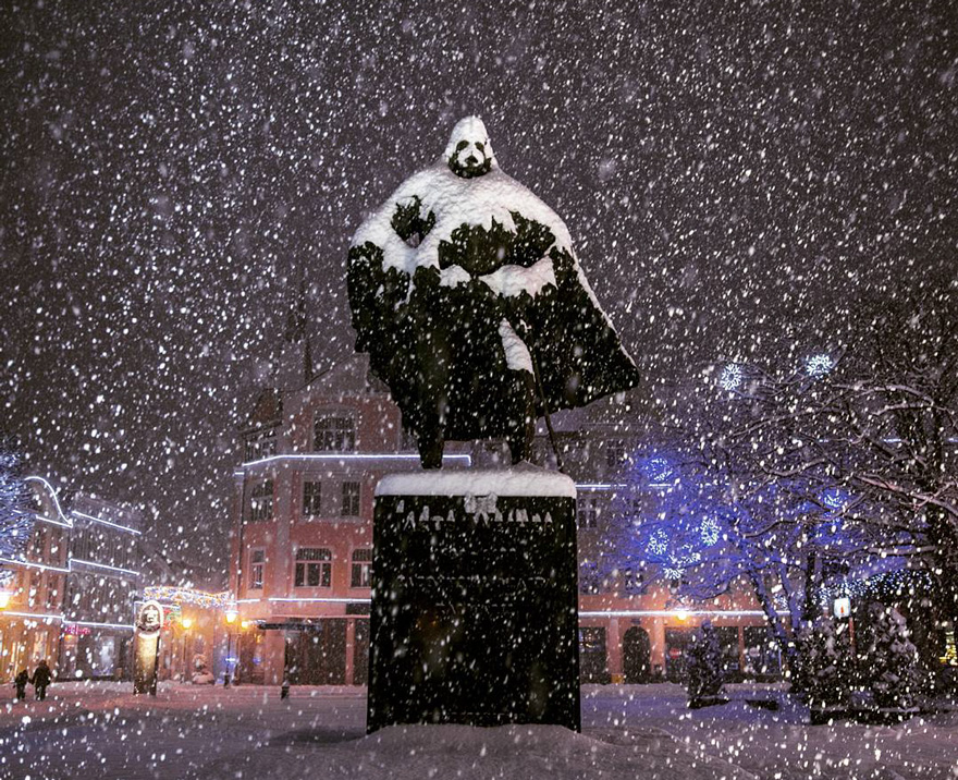 This Polish Statue Looks Like Darth Vader After A Snowy Day This Polish Statue Looks Like Darth Vader After A Snowy Day