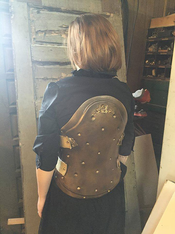 Car Crash Survivor Turns Her Back Brace Into Steampunk Armor Car Crash Survivor Turns Her Back Brace Into Steampunk Armor