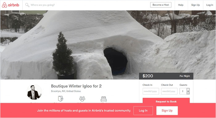 Man Builds Igloo In Brooklyn During Blizzard, Lists It On Airbnb For $200 Man Builds Igloo In Brooklyn During Blizzard, Lists It On Airbnb For $200