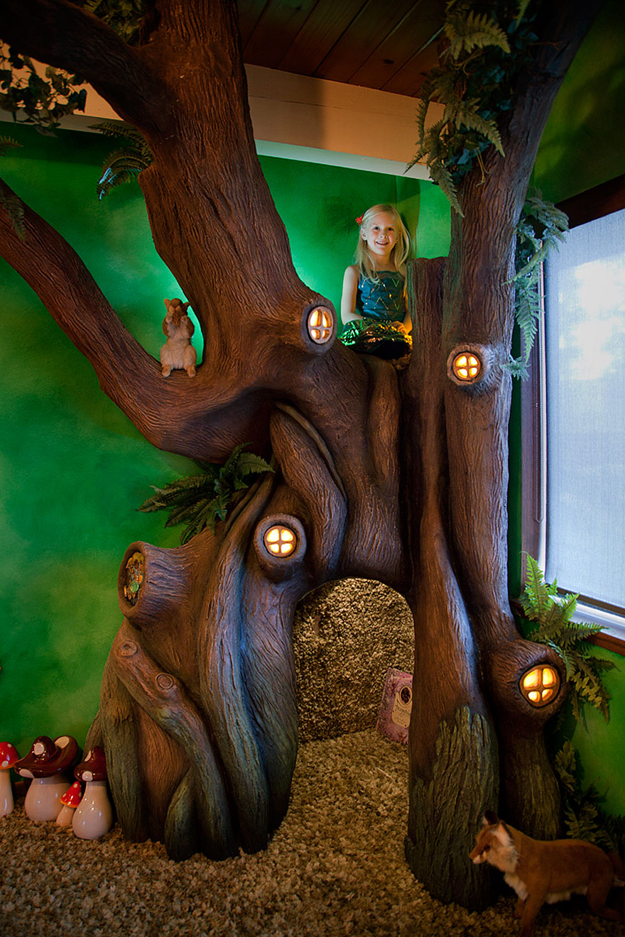 Dad Spends 18 Months Transforming Daughter&#8217;s Bedroom Into Fairytale Treehouse