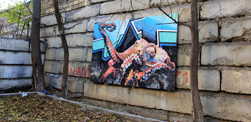 I Create Street Art Using Plastic Bags To Encourage People To Recycle